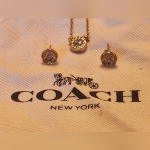Coach necklace and earrings set